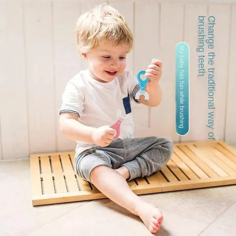 Pack Of 2 Baby Toothbrush Children's Teeth Cleaning Brush Kids U-Shaped Toothbrush Mouth Oral Cleaning Brush